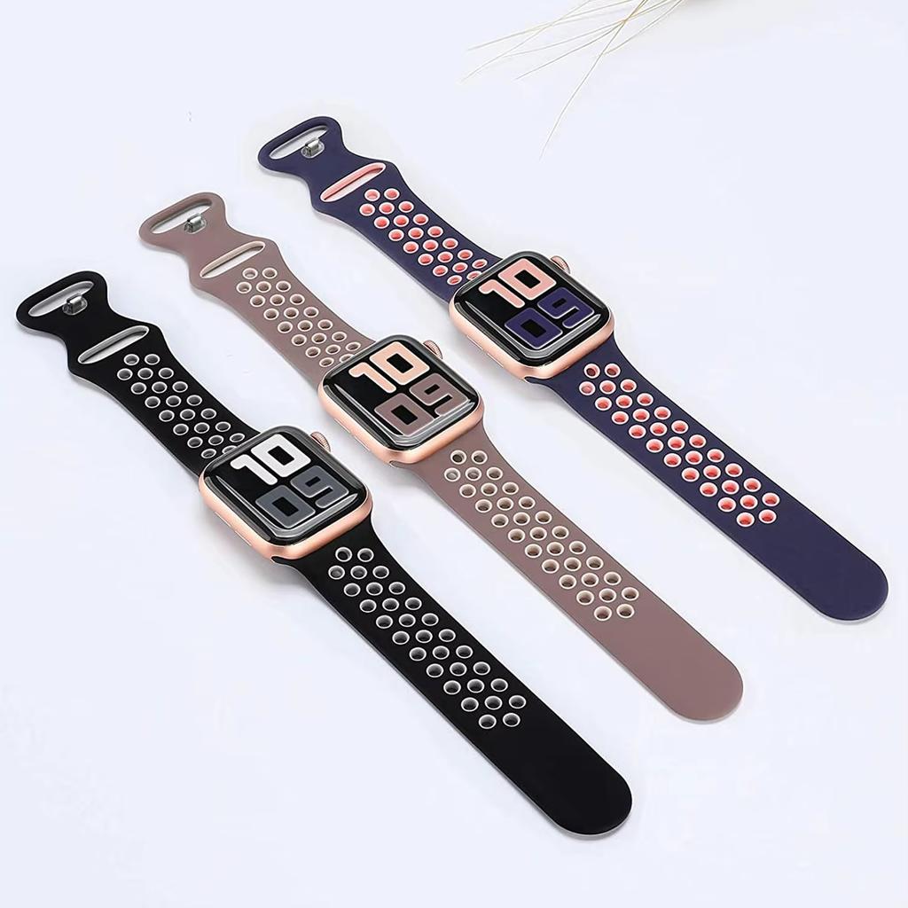 Soft Silicone Band for Apple Watch 9 8 7 6 Ultra 2 49mm 46mm 44mm Sport Waterproof Watch Strap for Iwatch Series 5 4 SE Bracelet
