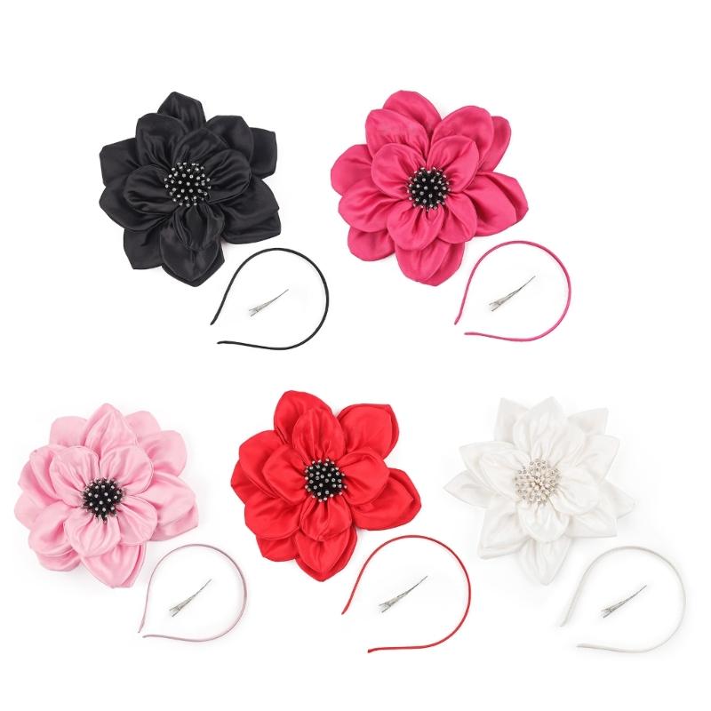 Elegant Detachable Fabric Flower Hair Accessory For Bridal Functions Prom Gatherings Simple Design Firm Secure Headpiece