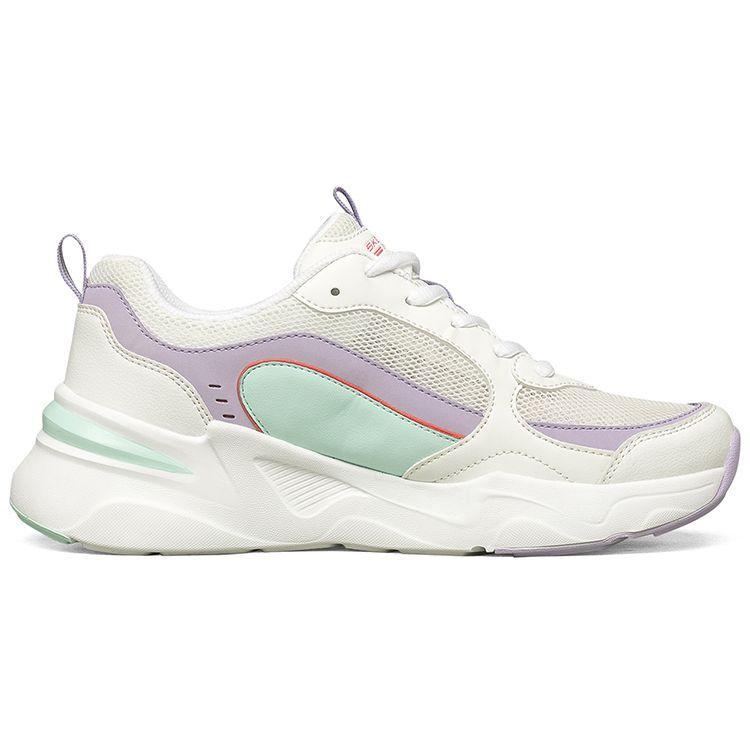Skechers Bobs Bamina Macaron Tessuto Pelle Sintetica Comodo Versatile Scarpe Basse Stile Dad Sneaker Donna Bianco Viola Blu 117042-WLVM