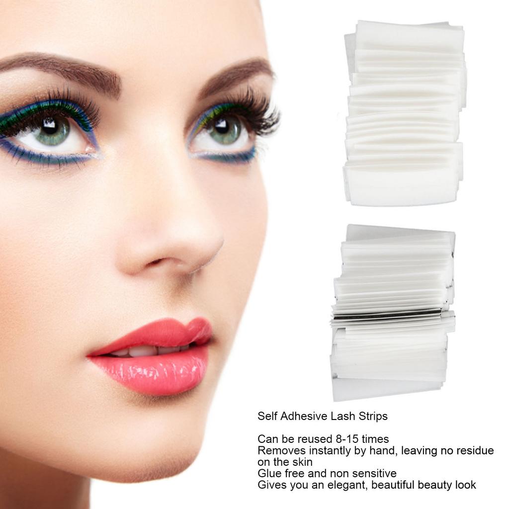 80PCS Self Adhesive Lash Strips Waterproof Sweatproof Reusable Glue Free Apply Eyelash Adhesive Strips for False Lashes