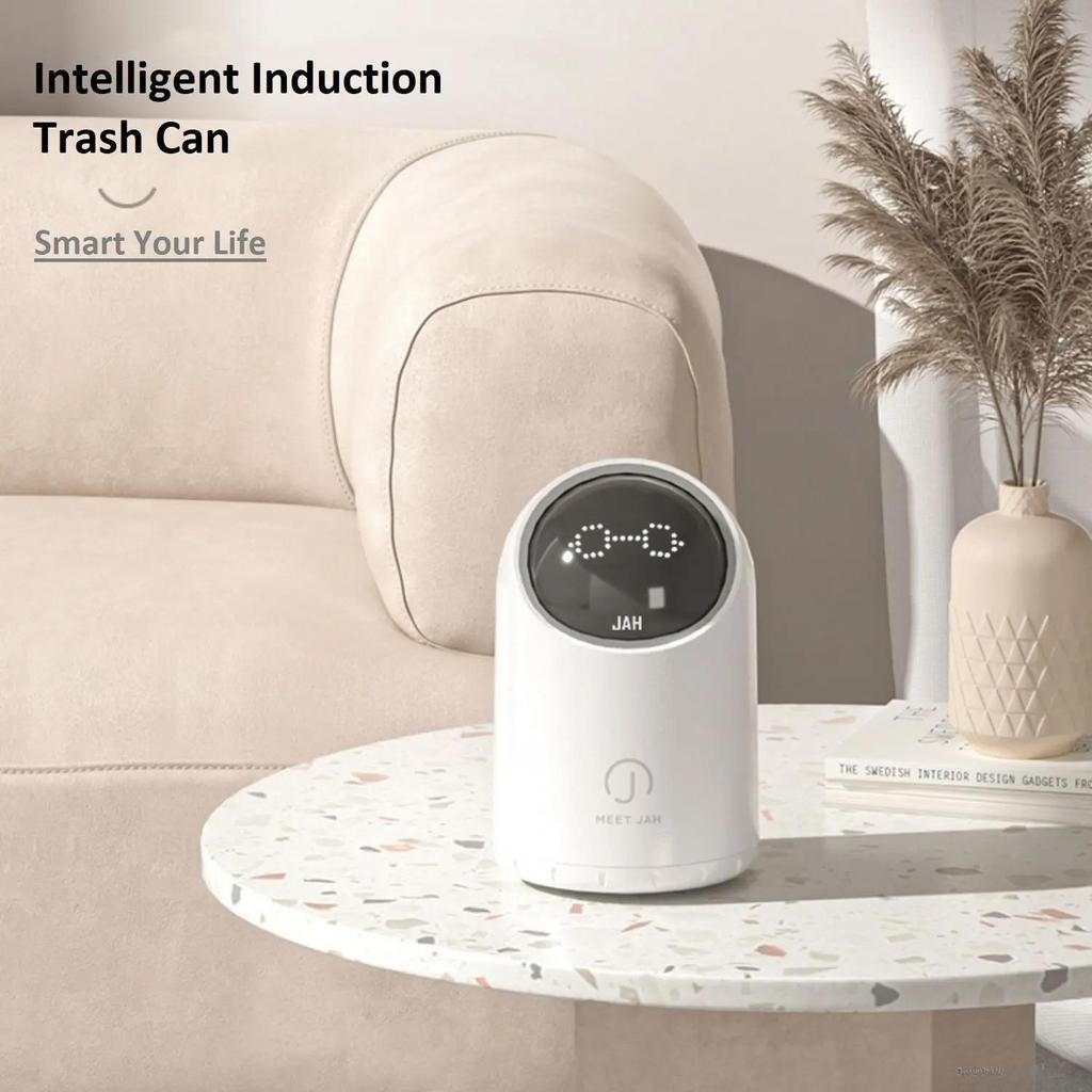 Mały rozmiar Śliczny inteligentny inteligentny czujnik falowy Indukcyjny kosz na śmieci na biurko do salonu Łazienka Biurko Ofiice Antyzaciskowy kosz na śmieci