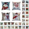 Festive Christmas Cushion Cover Featuring Charming Snowman And Santa Claus Design For Cozy Home Decor