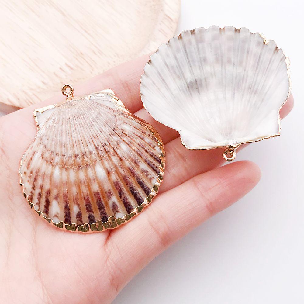 White & Yellow Electroplated Ocean Shell Conch Pendant Charm for DIY Jewelry