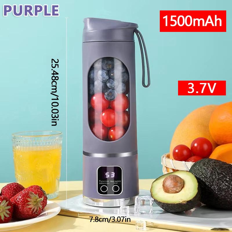 Digital Display Juicer Cup Portable Charging One Button Start Smart Mini Juicer Blender for Home Travel Office Outdoor Use
