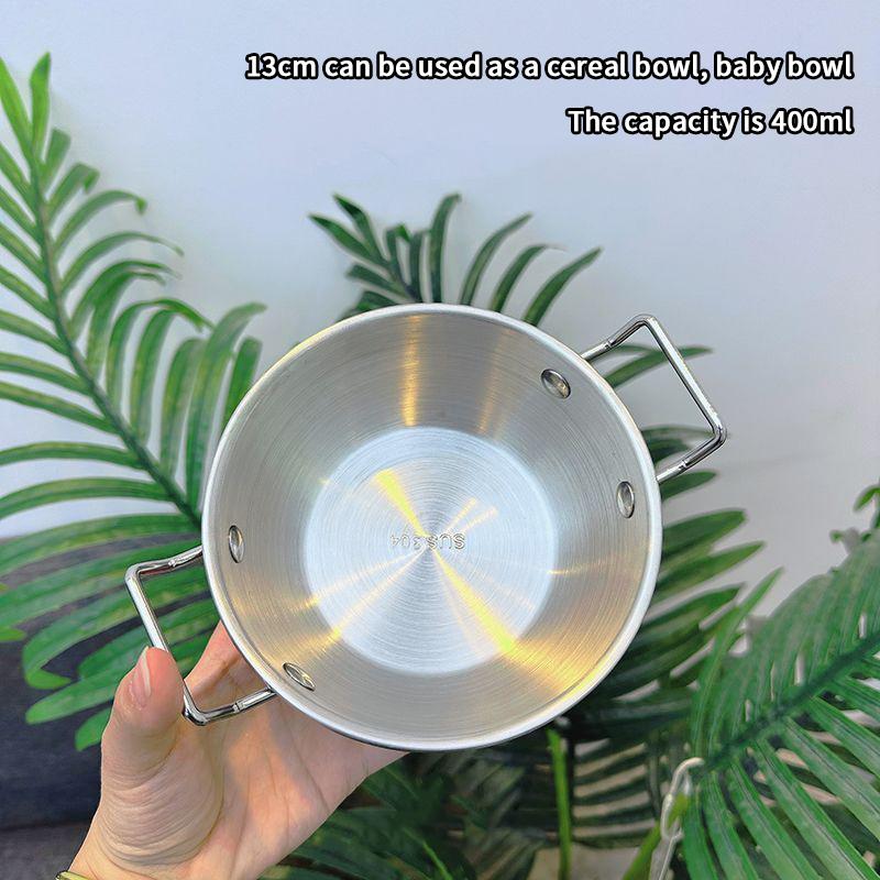 

1Pc Solo Item Korean Culinary Style Bowl; Lasting Stainless Steel Rice Wine Cup; Double-Fisted Snacks Plate; Instant Ramen Bowl