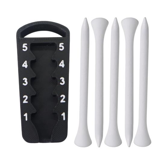 Golf Tee Height Adjuster 5 Settings Precision Tee Elevator Height Setter Consistent Multi-functional Tee Holder with 5 Tees