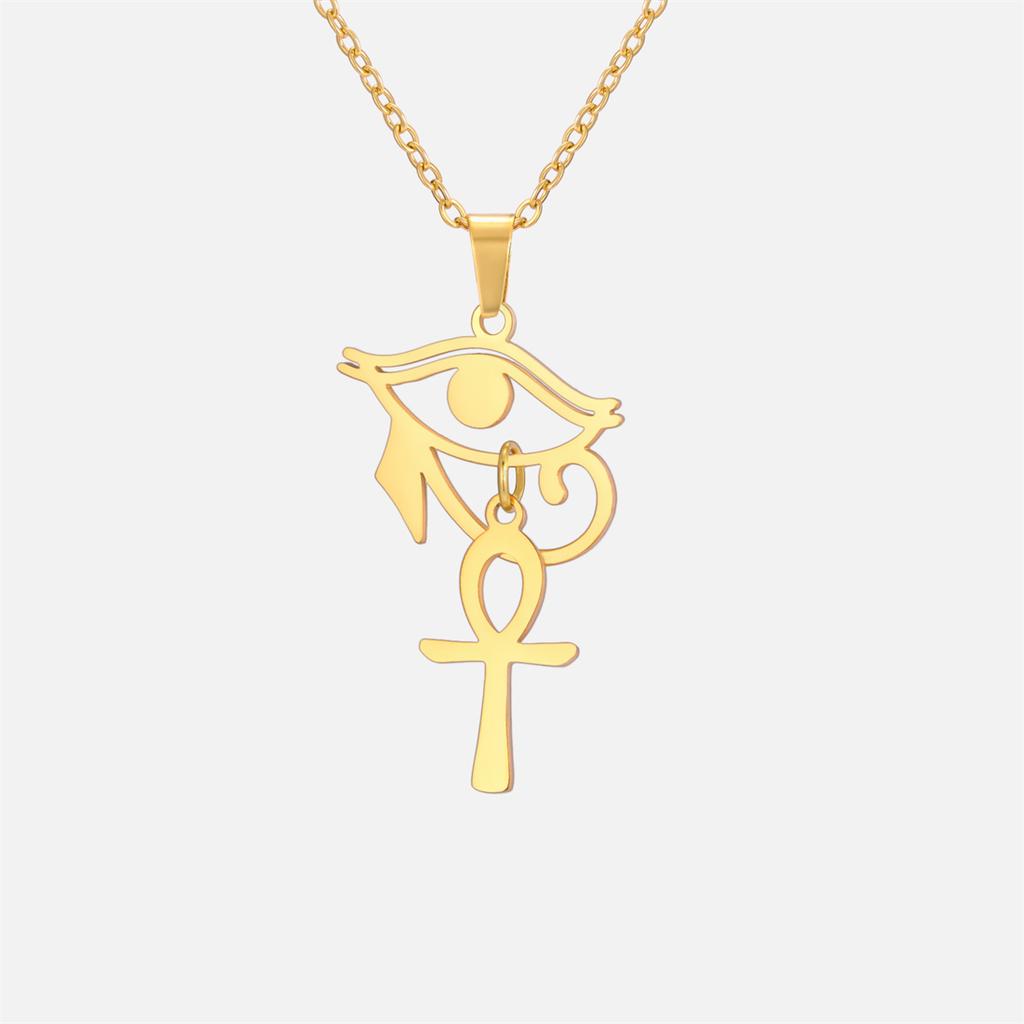 Starověký Egypt Náhrdelník Oko Hora Pro Muže Ženy Vintage Anubis Přívěsek Řetízek Nerezová Ocel Talisman Šperky Dárek