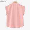 ZANZEA Chemise d'été pour femmes à col, manches courtes, chemises amples