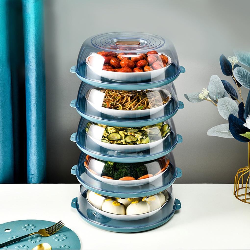 5-Tier Food Storage Case Hygienic Fruit Side Dish Cover Blue