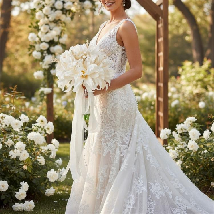 Pearls Decors Artificial Orchid Bride Bouquet Wedding Flower Arrangement Bridal Shower Photoshoots Decoration