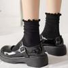 1 par /Lote Calcetines para Mujer Volante Algodón Tubo Medio Tobillo Corto Transpirable Negro Blanco set Primavera Otoño