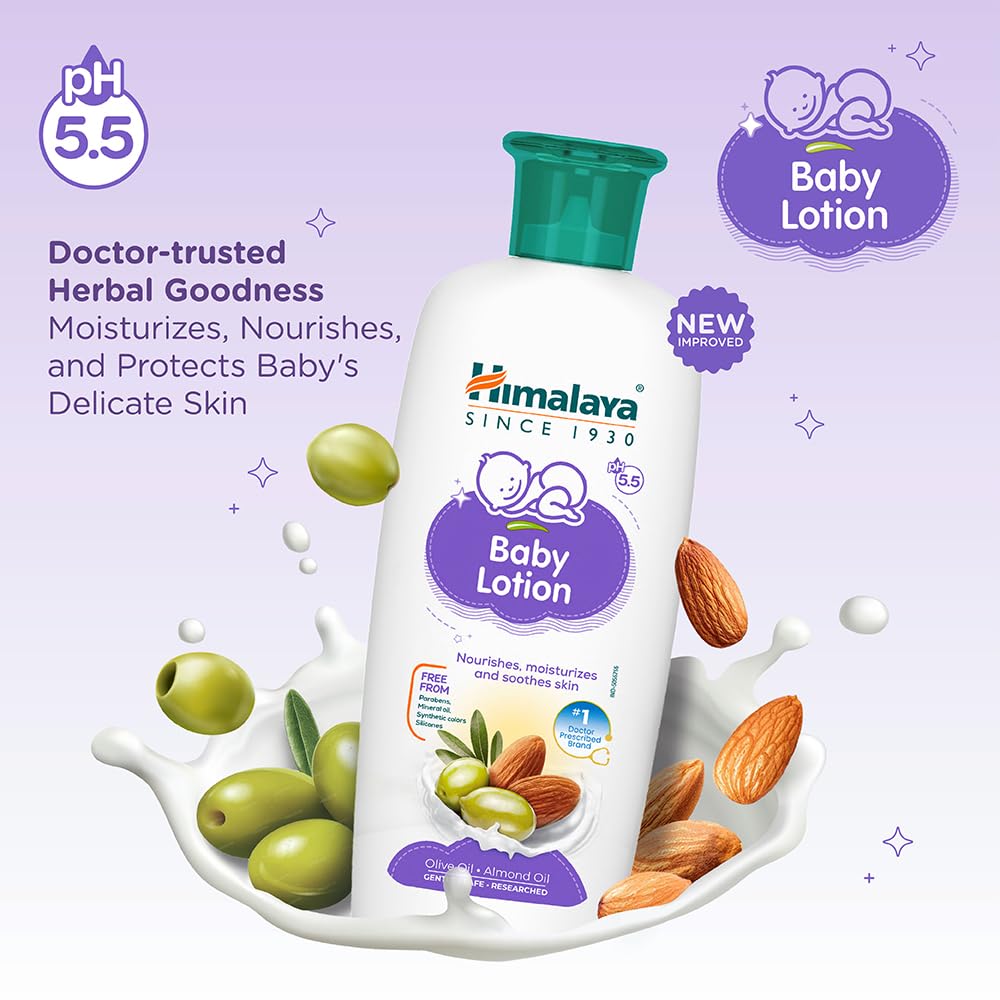 Himalaya Baby Lotion 200ml Gentle Moisturizer for Soft Skin with Olive and Almond Oil, Pack of 1