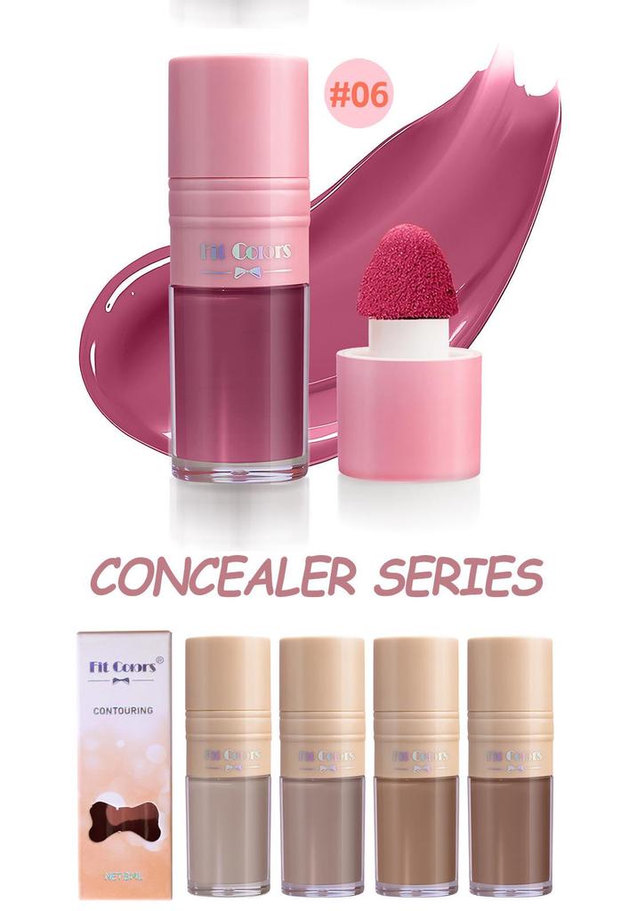 Fit Colors 3D Liquid Highlighter & Contour Blush - Matte & Pearlescent Multifunctional Makeup Brightener.