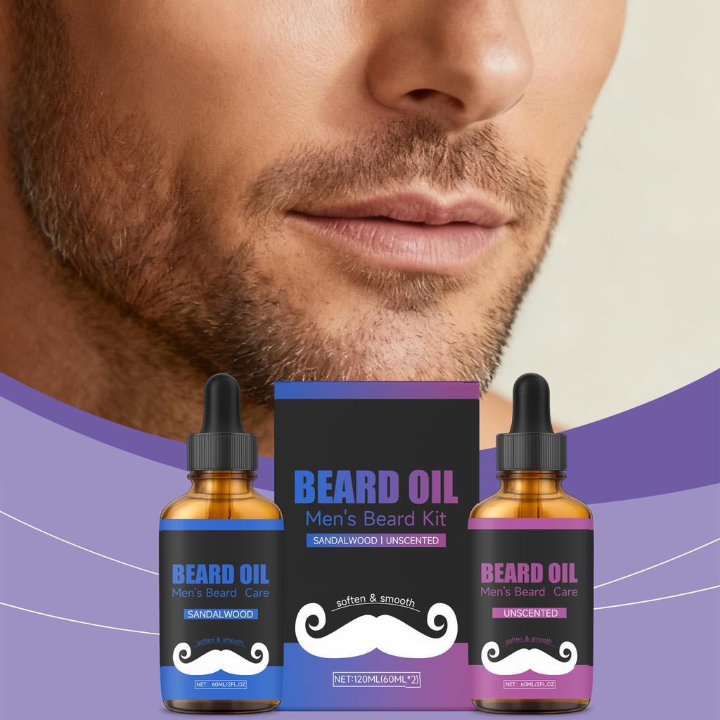 Beard Oil Collagen, Thick Beard Growth Oil Is Used For Male Hair Growth, Softening And Moisturizing Beards,60ml*2
