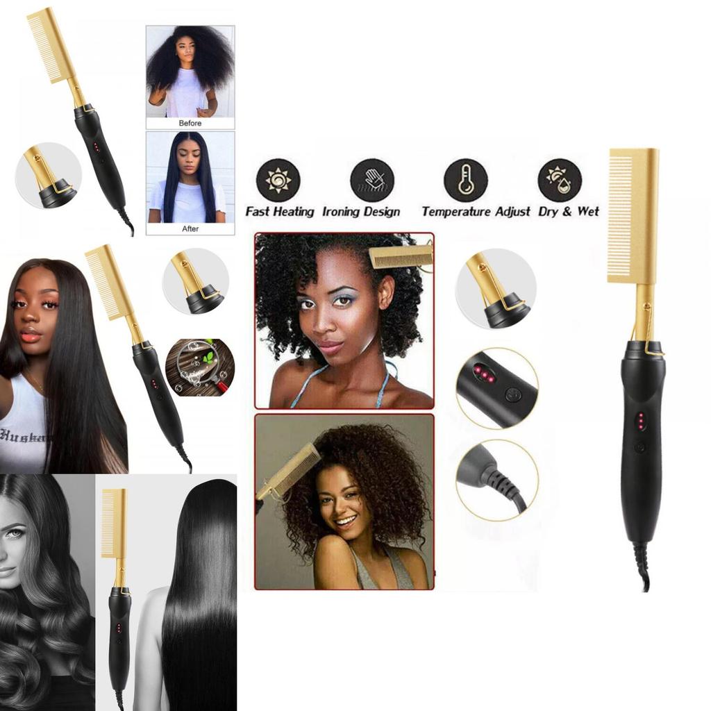 Hair Hot Comb Straightener Professional Press Comb Electric Curler Portable