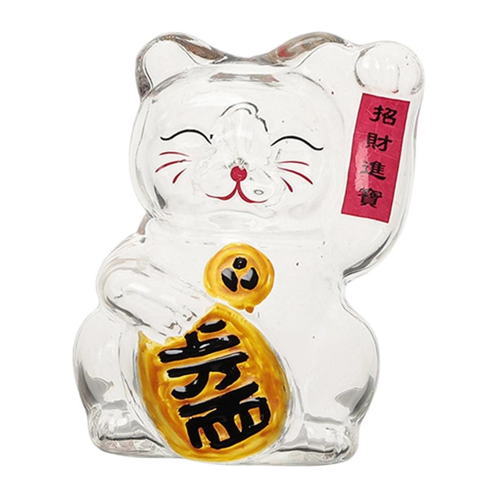 Lucky Cat Piggy Bank Gifts Figurine Festival Gift Clear Animal Money Bank Glass for Kids