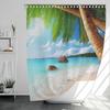 2022 New Shower Curtain Starfish Beach Pattern Bathroom Partition Waterproof  Coconut Sea View Polyester