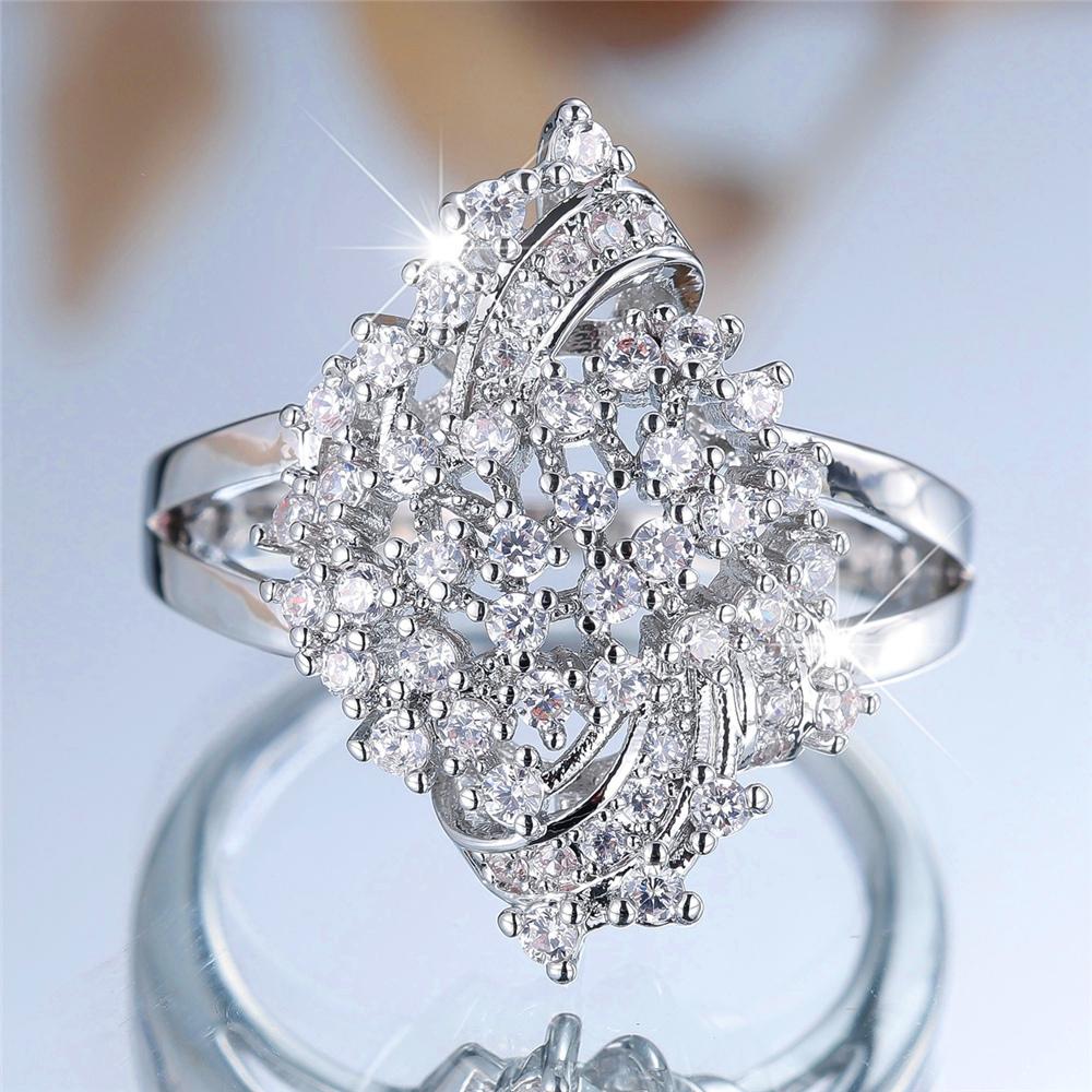 

Trendy Crystal Small White Zircon Stone Engagement Ring Vintage Silver Color Wedding Bands Jewelry For Women Men 6 белый