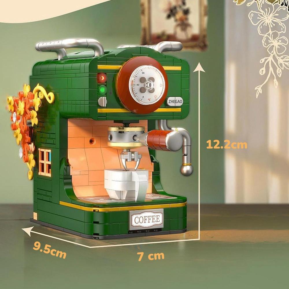 KNEW BUILT Klasik Kahve Makinesi Modeli Mini Yapı Taşları Vintage Dekorasyon Çocuklar İçin Montaj Hediyelik Oyuncaklar İnşaat Blokları