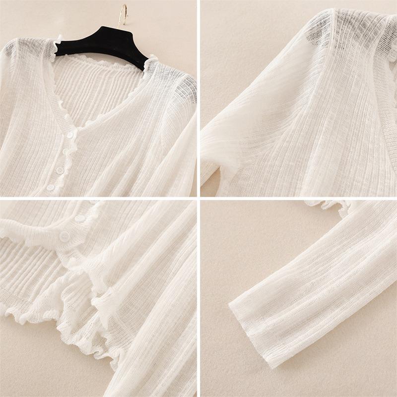Sunscreen Cardigan Women's New Summer Thin Short White, Knitted Top Shawl Small Outer Skirt