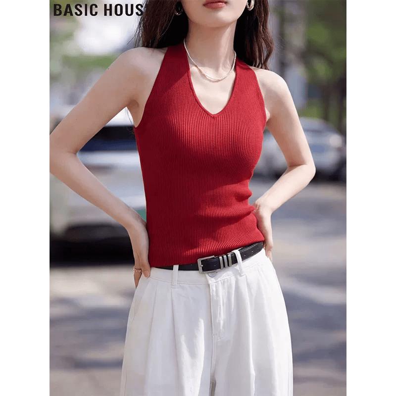 Basic House Women s Halter Knit Camisole S