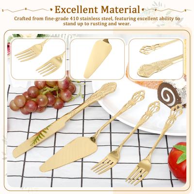 8/20 Pcs Cake Knife Fork and Server Set 410 Stainless Steel Tableware Set Wedding Cake Cutting Kit for Wedding Birthday Kitchen