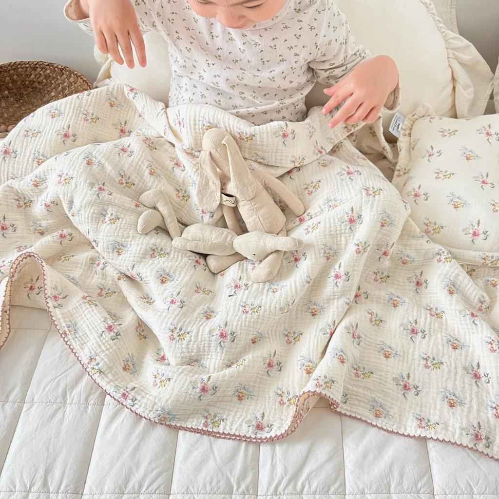 INS Gauze 100% Cotton Princess Blanket Summer Floral Baby Children Kids Blankets Soft Sleeping Bed Crib Quilt Stroller Blanket