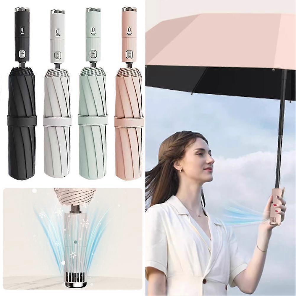 USB Chargeable Foldable Umbrella with Fan Beach Portable UV Umbrella
