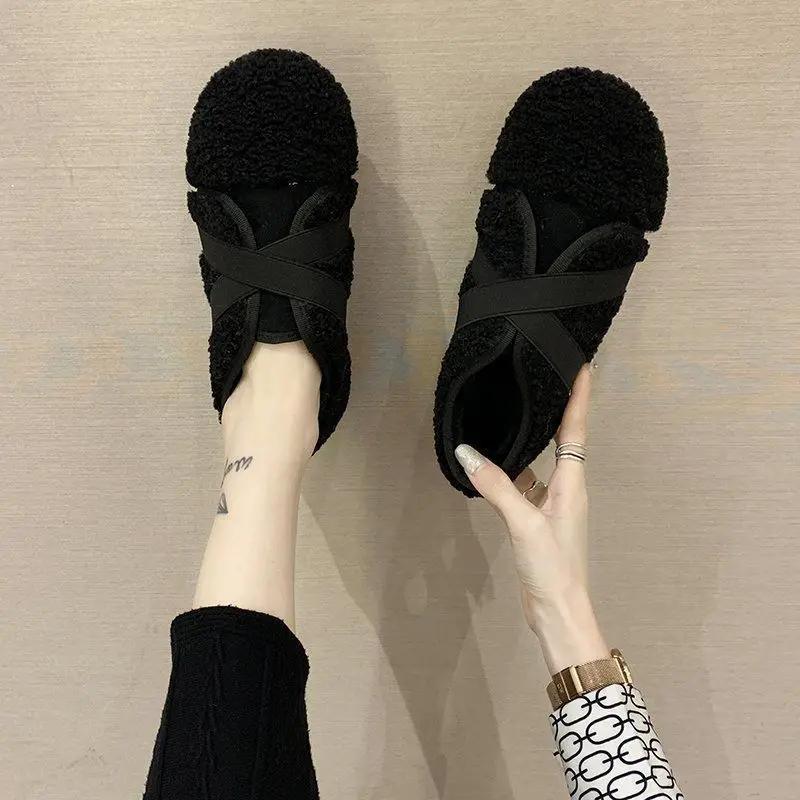 Jehněčí sametové boty s tlustou podrážkou jsou pohodlné a všestranné s přidaným sametem pro teplo Neformální a módní boty na prkno