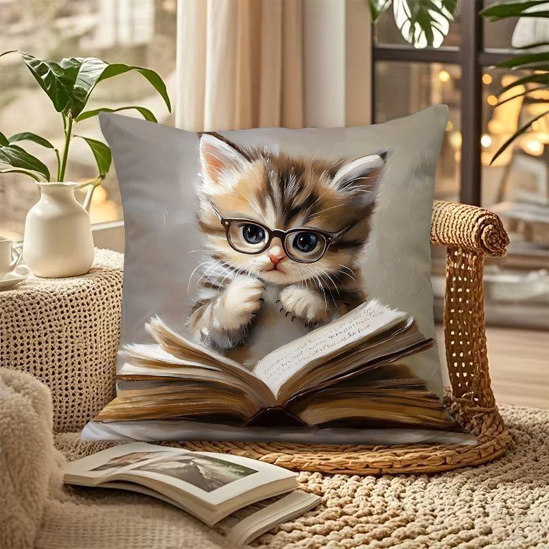 VIKAMA 3D Adorable Cat Cushion Cover Living Room Sofa Cushion Cover Girly Bedroom Pillowcase Home Decor