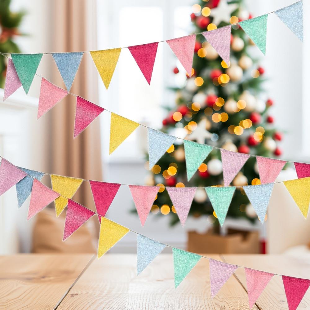 Colorful DIY Triangle Flag Bunting for Christmas, Wedding, Birthday, Party Decoration