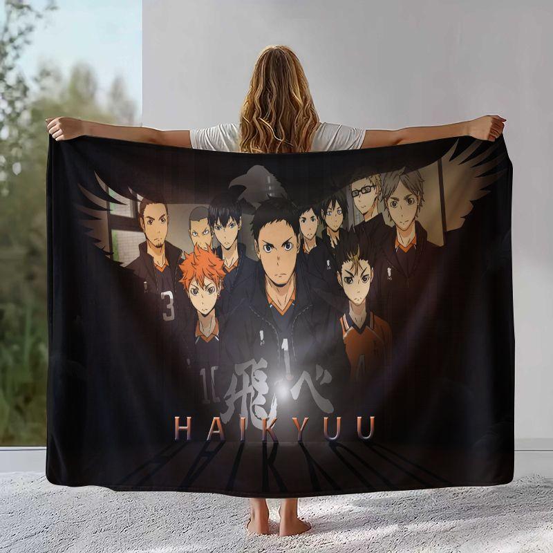 Cartoon Haikyuu Hinata Shoyo Volleyball Anime Flannel Blanket,Ultra Soft Plush Throw for Home Bedroom Bed Sofa Camping Picnic