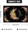 Floral Plants Sun And Moon Retro Botanical Flowers Butterfly Black Starry Sky Wall Tapestry Vintage Boho Aesthetic Tapestry Wall