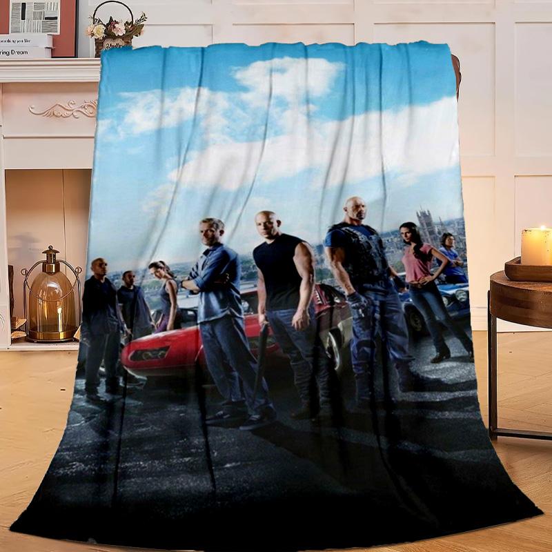 1PC Fast And car Family Flannel Blanket Gift, Suitable for Both Men And Women, Soft Ideal for Beds And Sofa, Birthday Or Christmas Gift