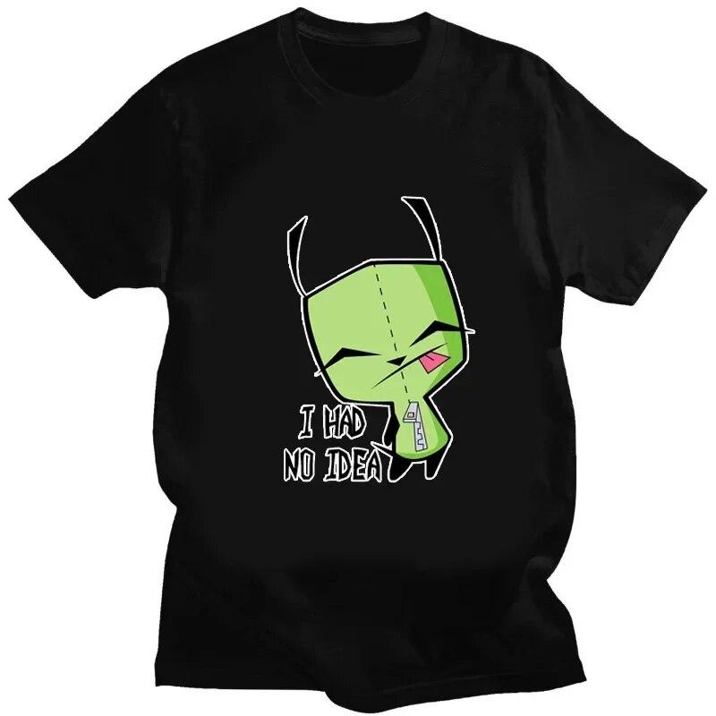 Kawaii Invader Zim Graphic TShirt Happy Hug Ready Zim Image Cute Cartoon T Shirt Unisex Women Retro T Shirt Oversized T Shirt