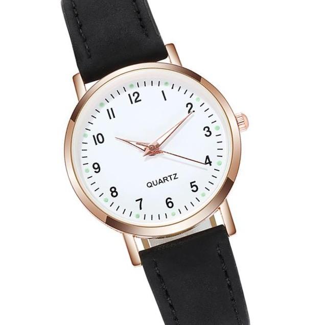 Fashionable luxurious women's analogue‑quartz wristwatch with leather strap, luminous ladies' watch