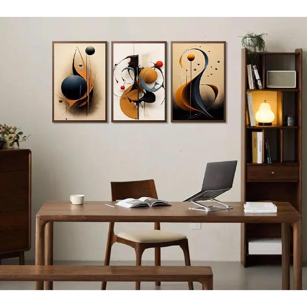 3Pcs Modern Minimalist Wall Art Abstract Geometric Wall Decor Pictures Painting Color Line Posters Prints Aesthetic Room Artwork for Office Bedroom