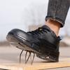 Fashion  Patchwork Leather Men Safety Work Shoes Anti Nail Steel Toe Cap Indestructible Construction Boots Male Footwear
