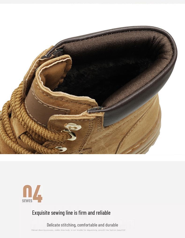 2024 Wear-Resistant Genuine Leather Men's Martin Boots - Warm, Stylish British Workwear for Autumn/Winter