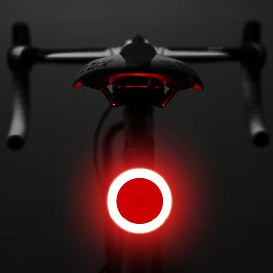 Bicycle Tail Light Love Heart Round Road Mountain Bike Brake Lamp Rechargeable Waterproof Super Bright Night Riding Bike Warning Rear Lamp