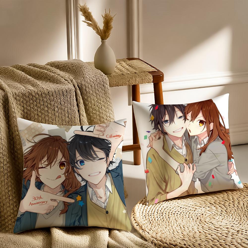 Cartoon H-Horimiya Anime Cushion Cover Soft Plush Double-Sided Printed Sofa Pillow Cushion Cover | All-Season Durable Decor Gift