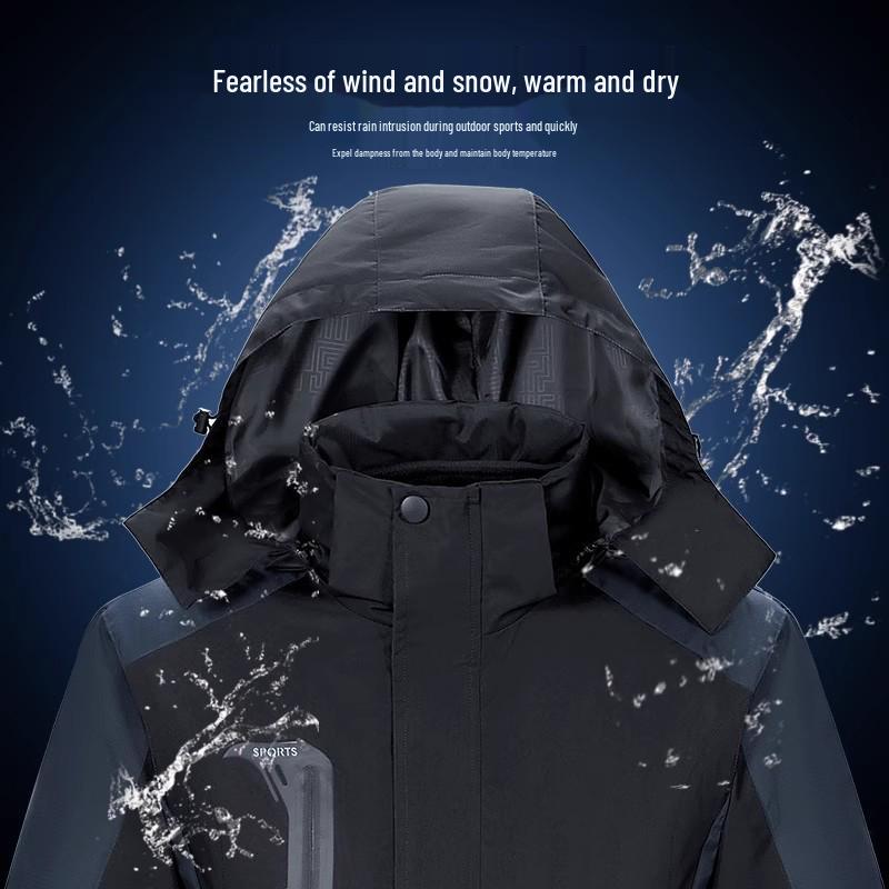 Customizable Logo Waterproof 3-in-1 Windbreaker: Thick, Outdoor Work Jacket for Autumn and Winter