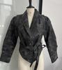 Women's Dark Brown Belted Faux Leather Trench Coat with Wide Lapel