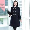 Women's Professional Mid-Length Woolen Coat for Winter - Ideal for Front Desk, Sales Office, and Jewelry Store Workwear