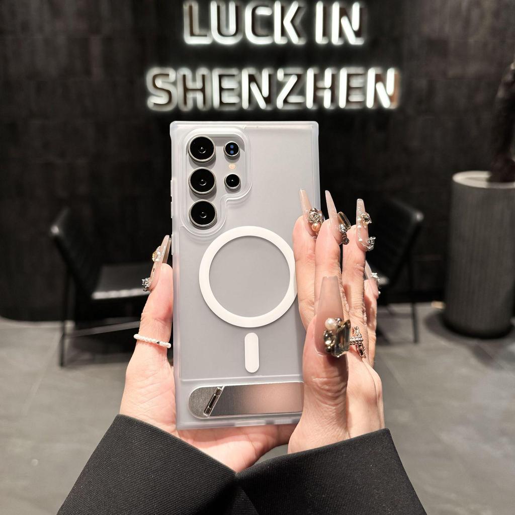 Samsung S25 Ultra/S24 Plus Magnetic Flip Stand Phone Case with Skin-Feel Finish