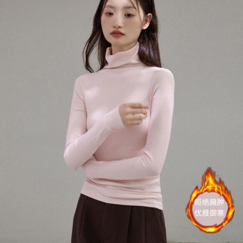Womens High-Neck Long Sleeve T-Shirt With Brushed Modal Fabric Warm Soft Base Layer Winter