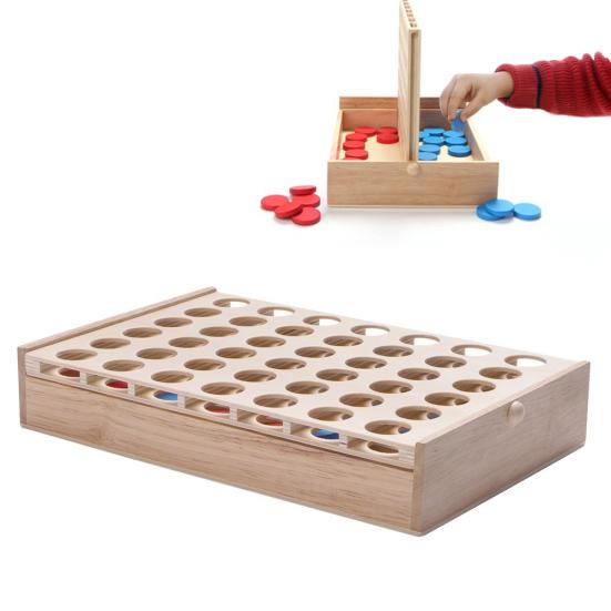 Connect Four In A Row Line Up 4 Wooden Board Game Kids Adult Intelligent Toy
