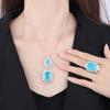 Jewelry Copper Bottom Gold-Plated Simulation Paraiba Retro Set Pendant 13 * 18 Ring 15 * 20