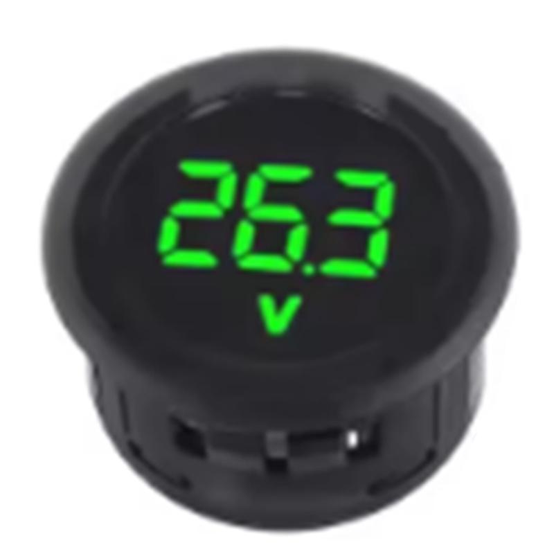 Round Panel Voltage Meter LED Digital Display Car Voltage Gauge Waterproof Voltmeter Volt Detector Tester