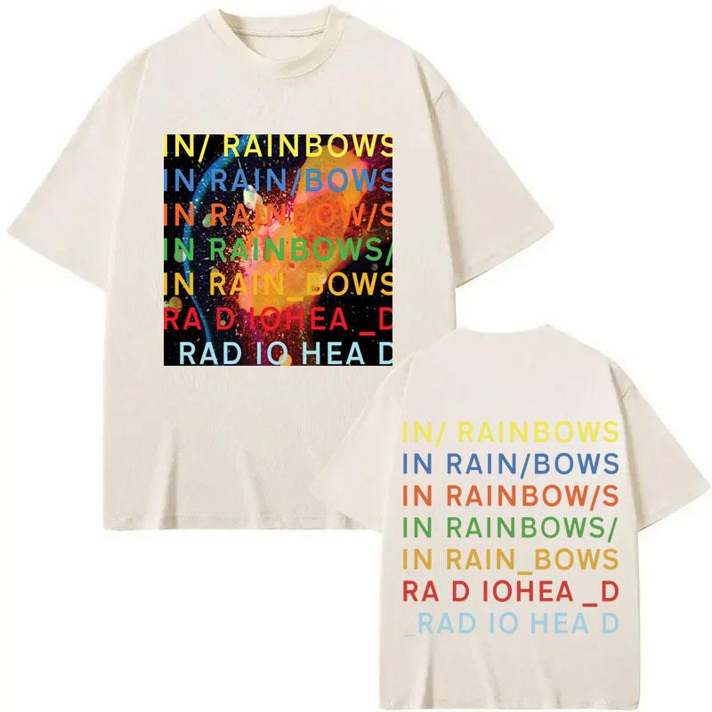 Rock Grupė Radiohead in Rainbows Album Merch Marškinėliai Vyrams Moterims Drabužiai Y2k Mada Marškinėliai Vasariniai Kasdieniai Laisvi Medvilniniai Marškinėliai